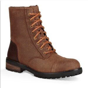 UGG Kilmer Brown Suede Leather Fleece Lined Lace Up Zipper Combat Boot *Size 10*